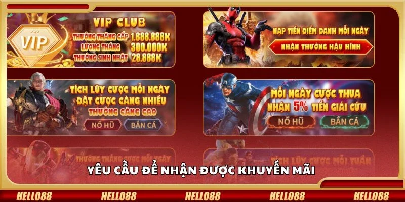 Yêu cầu để nhận được khuyến mãi 