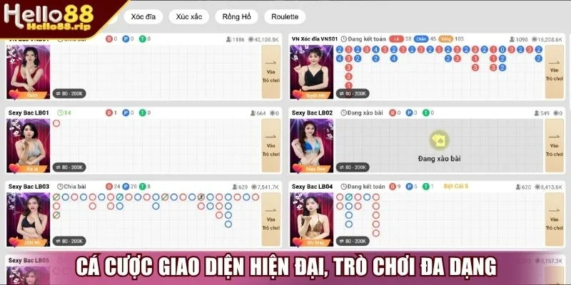 Cá cược giao diện hiện đại, trò chơi đa dạng