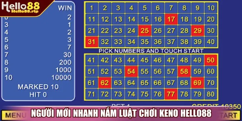 Người mới nhanh nắm luật chơi Keno Hello88